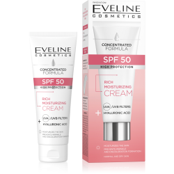 KONCENTRÁLT FORMULA GAZDAG HIDRATÁLÓ KRÉM SPF 50 MAGAS VÉDELEM  normál és száraz bőrre 30ml