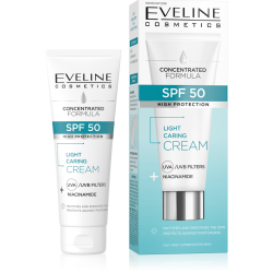 KONCENTRÁLT FORMULA KÖNNYŰ ÁPOLÓ KRÉM SPF 50  MAGAS VÉDELEM  zsíros, kombinált bőrre 30ml