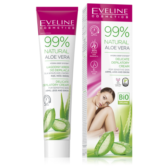 Aloe Vera szőrtelenítő krém KAR, LÁB és BIKINI, érzékeny bőrre 125ml Aloe Vera szőrtelenítő krém KAR, LÁB és BIKINI, érzékeny bőrre 125ml
